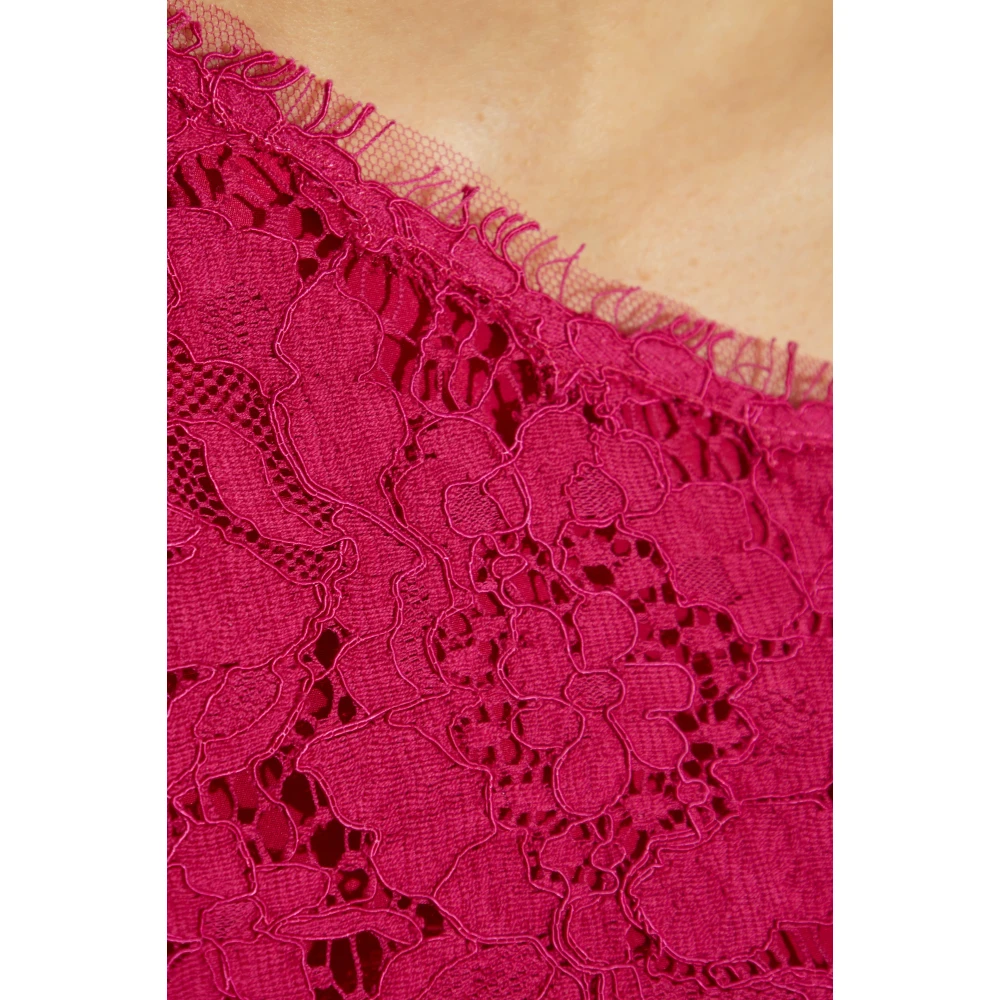 Dolce & Gabbana Kanten jurk met off-shoulder ontwerp Pink Dames