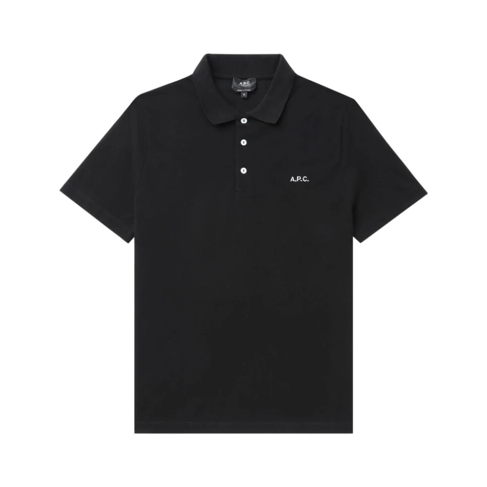 A.p.c. Men's Black Polo Shirts, Xl, Polo Shirt Embroidered Logo