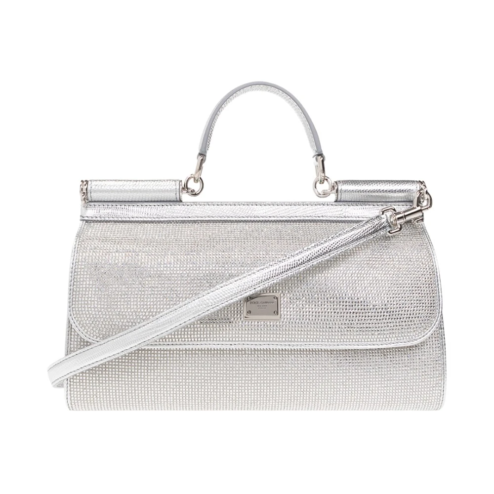 Dolce & Gabbana Donna Grigio - Rhinestone 'Sicily' Borsa A Tracolla - Bags - One Size