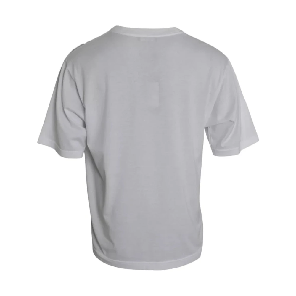 Dolce & Gabbana Wit Katoenen T-shirt met Ronde Hals en Korte Mouwen White Heren