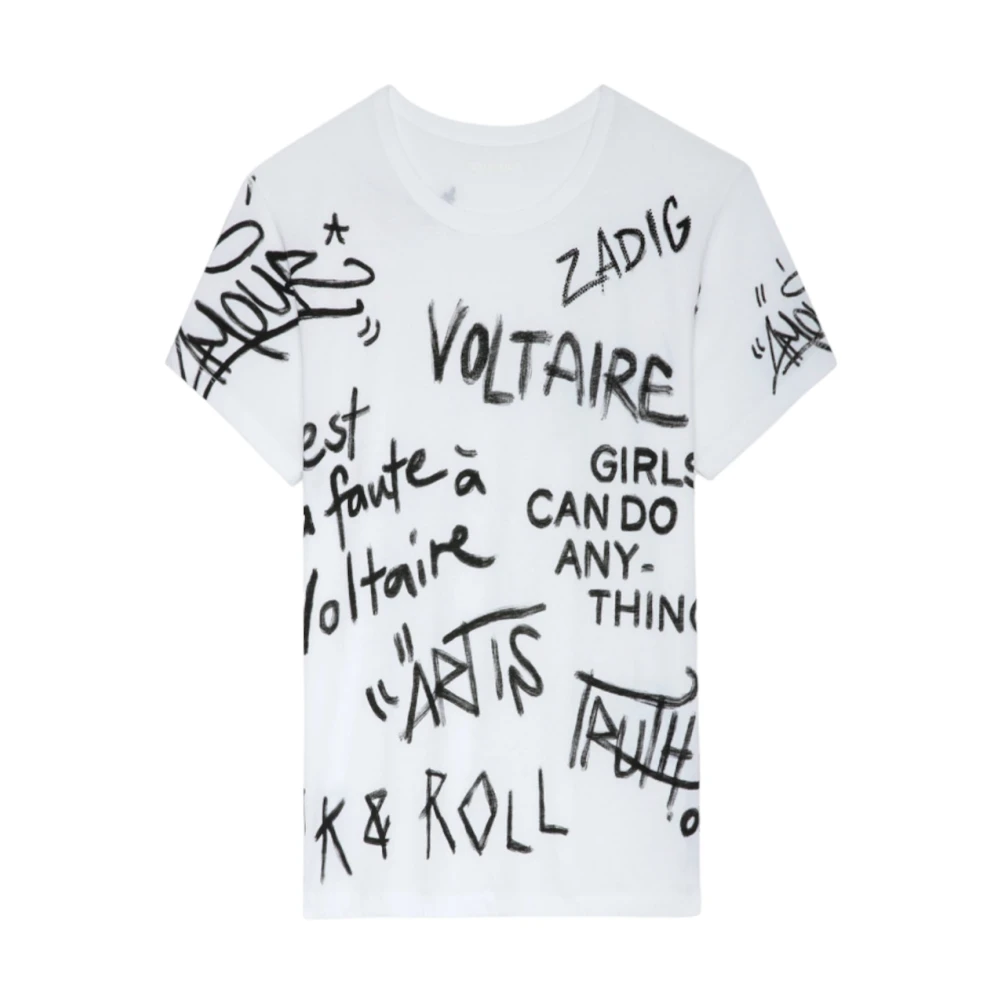 Zadig & Voltaire Witte Katoenen Dames T-shirt met ZadigVoltaire Prints White Dames