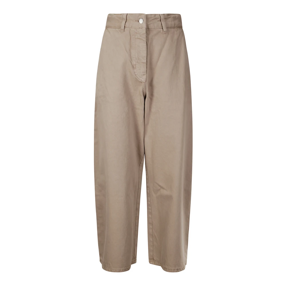 Studio Nicholson Women's Brown Wide Crop Denim Trousers - Wide Trousers - S - Trousers