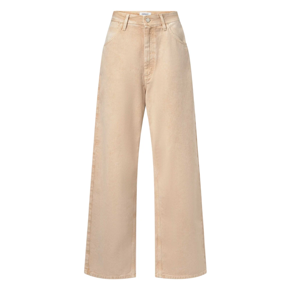 Khrisjoy Women's Beige Wide Trousers, W26, Relaxed Fit Denim Trousers