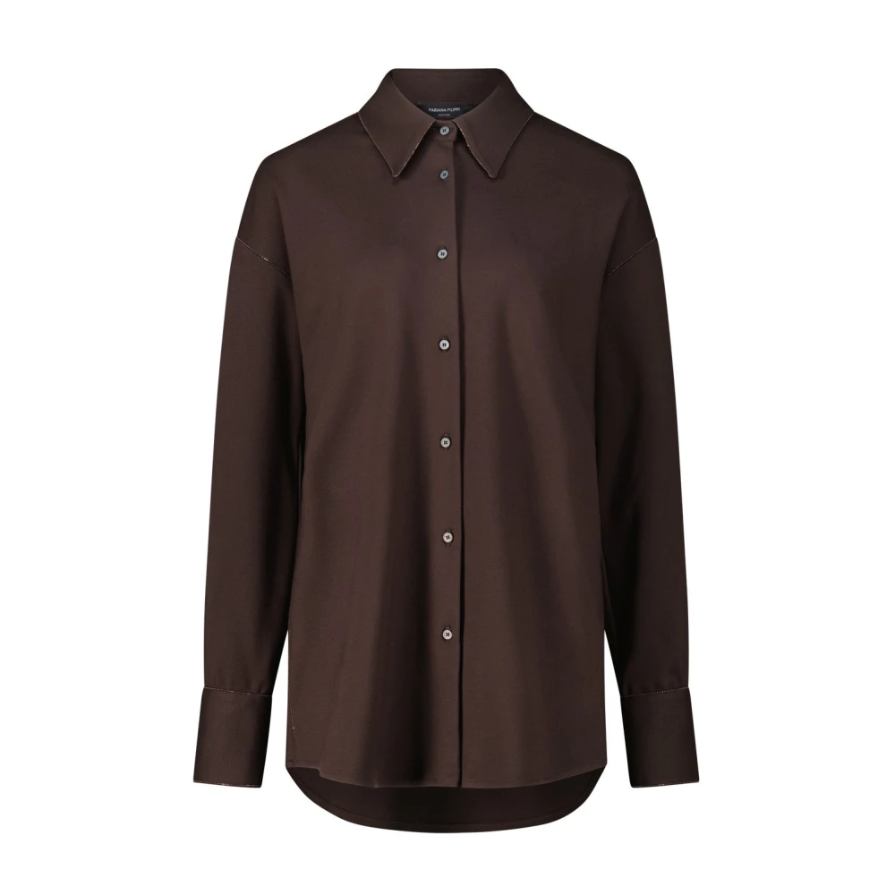 Fabiana Filippi Elegante Brass-Steen Shirt Brown Dames