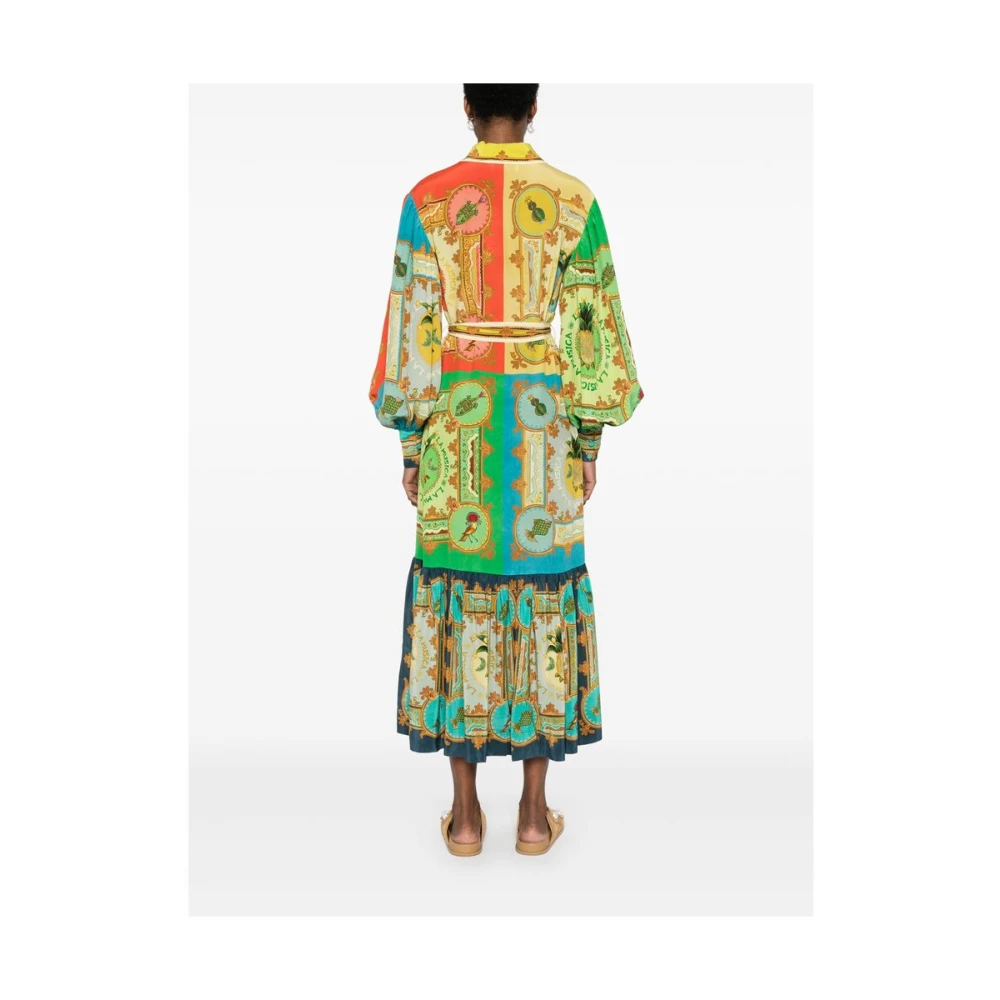Alemais Groene Zijden Grafische Print Jurk Multicolor Dames