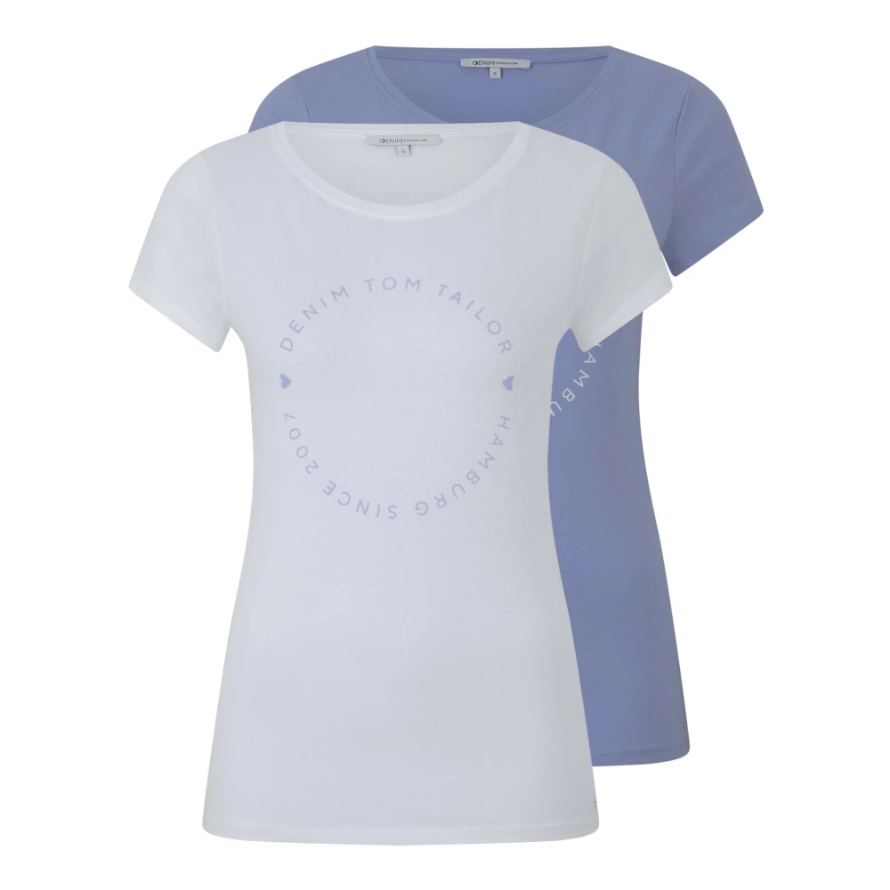 Tom Tailor Basis T-shirt 2-pack met logo print Multicolor Dames