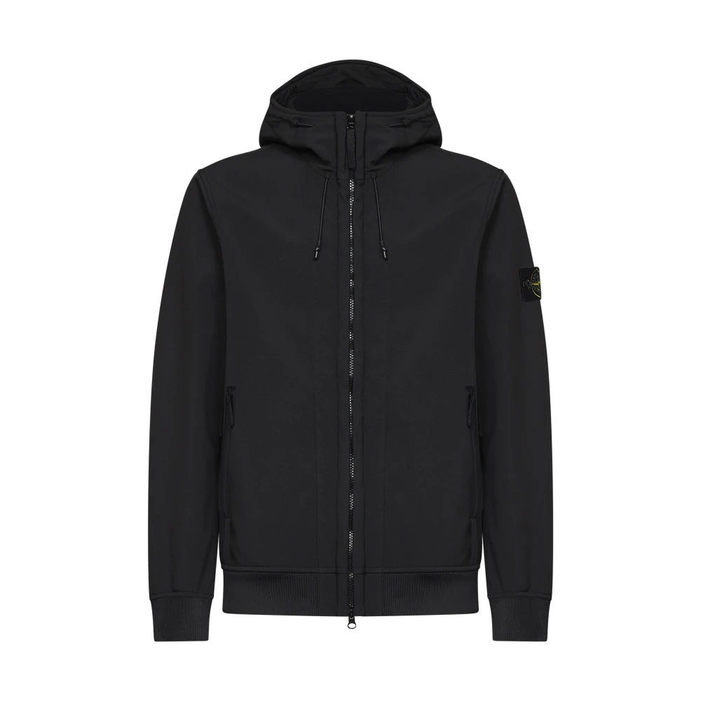 Stone Island Black Light Jackets, Male, 2XL, Light Soft Shell-R Hooded Jacket