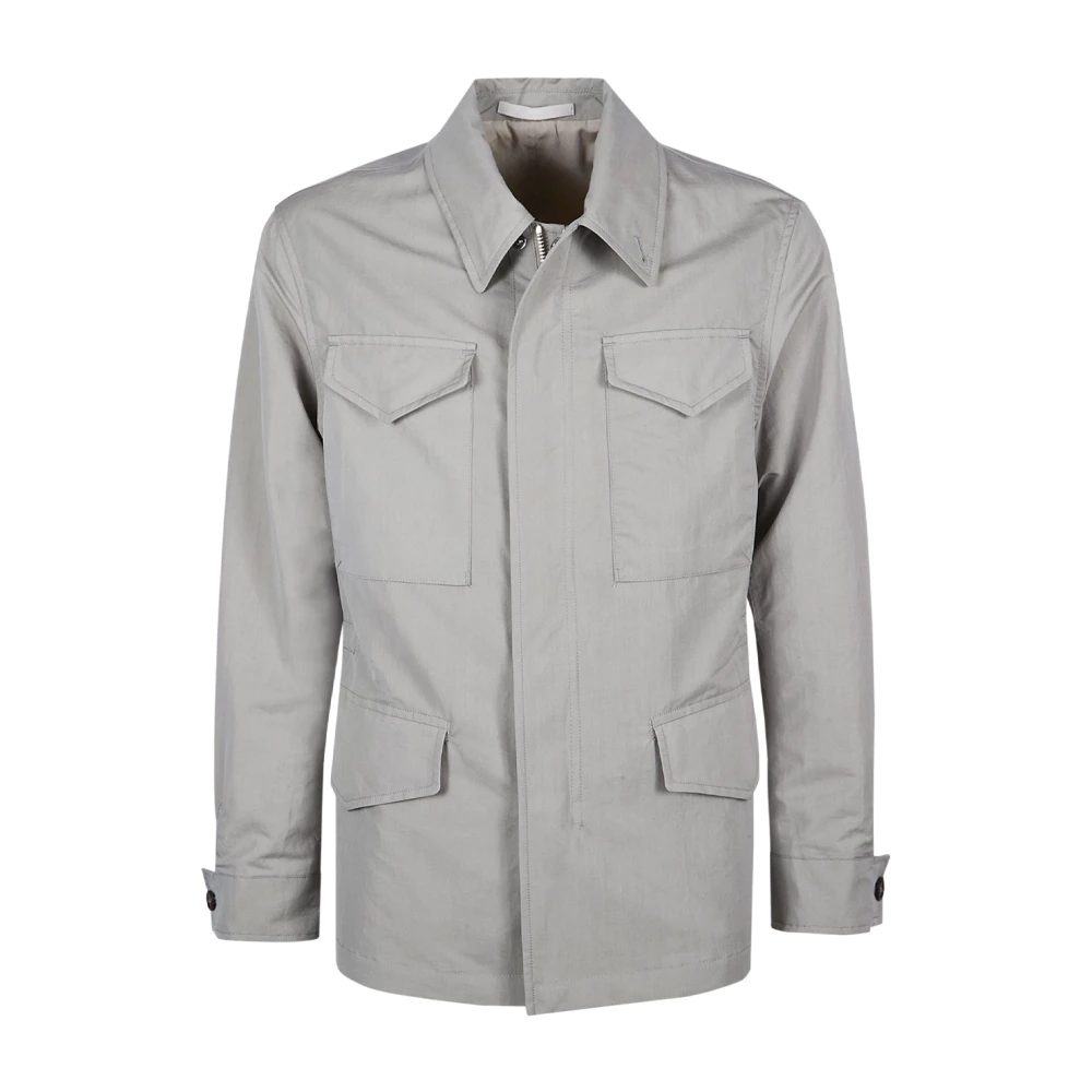 Eleventy Mannelijk Groente Jassen Heren, Groen, 2XL, Katoen, Sahariana Jacket