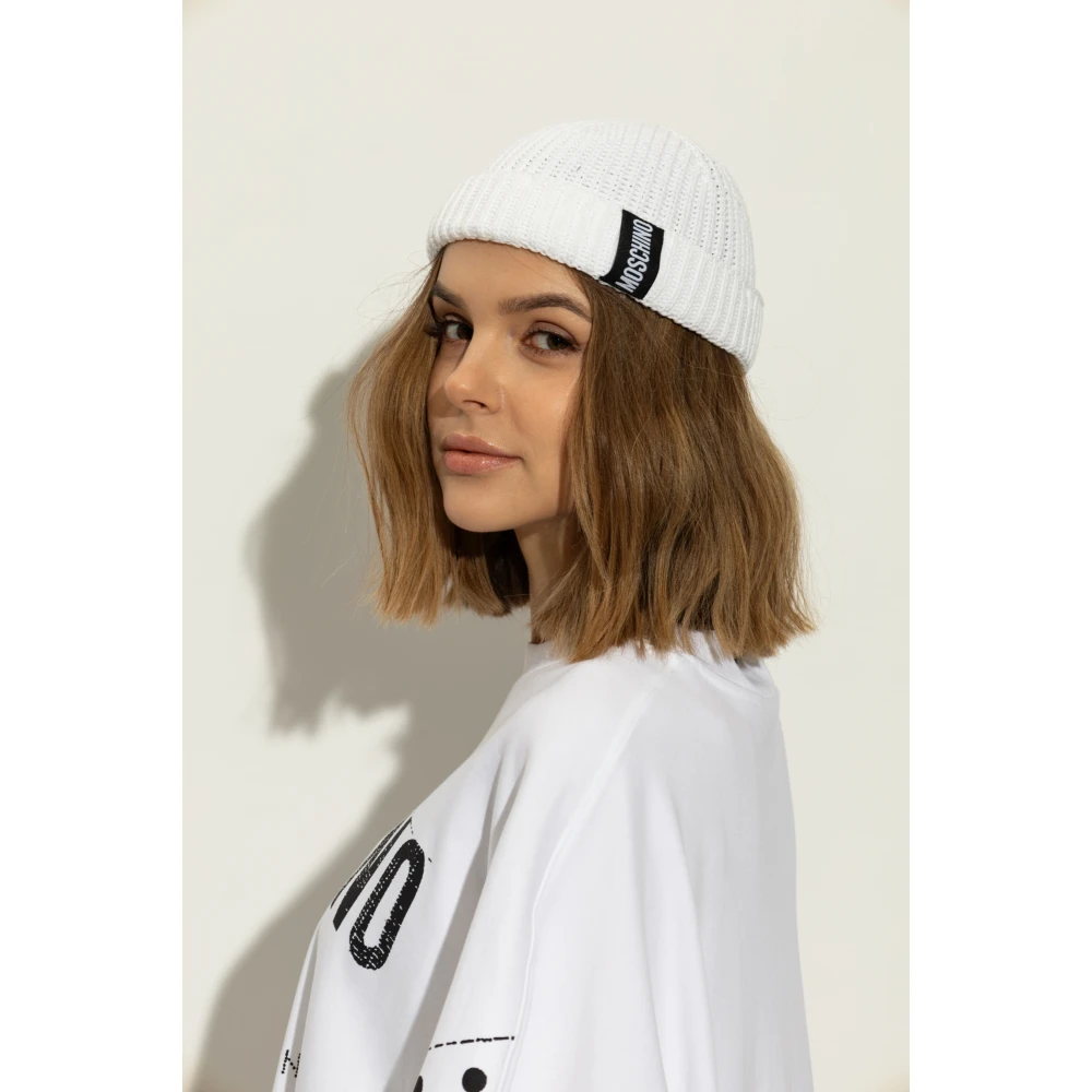 Moschino Katoenen pet met logopatch White Unisex