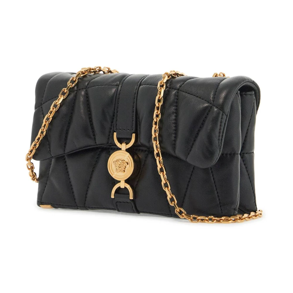 Versace Gewatteerde Nappa Leren Mini Tas Black Dames