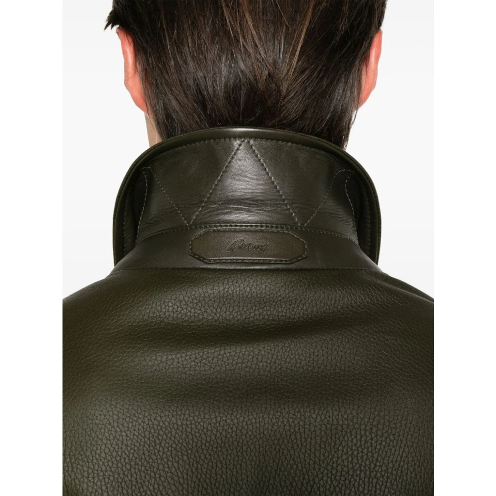 Brioni Gestructureerde olijfgroene safari-jas Green Heren