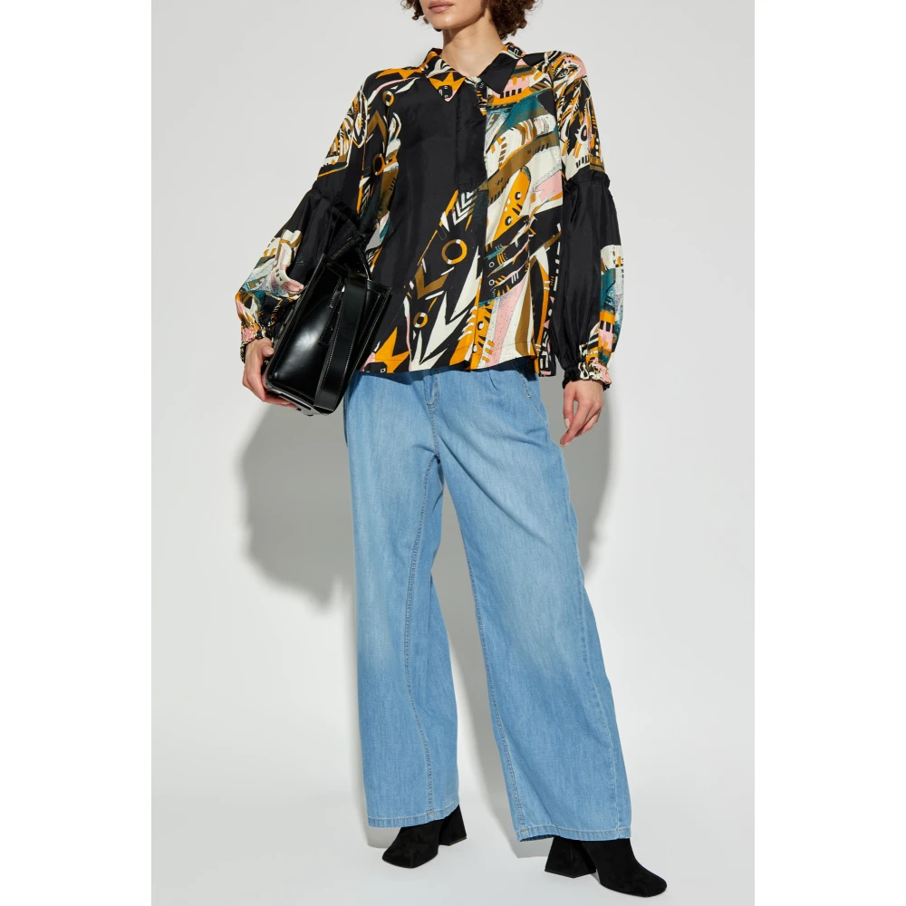 Munthe Zijden top met print Multicolor Dames
