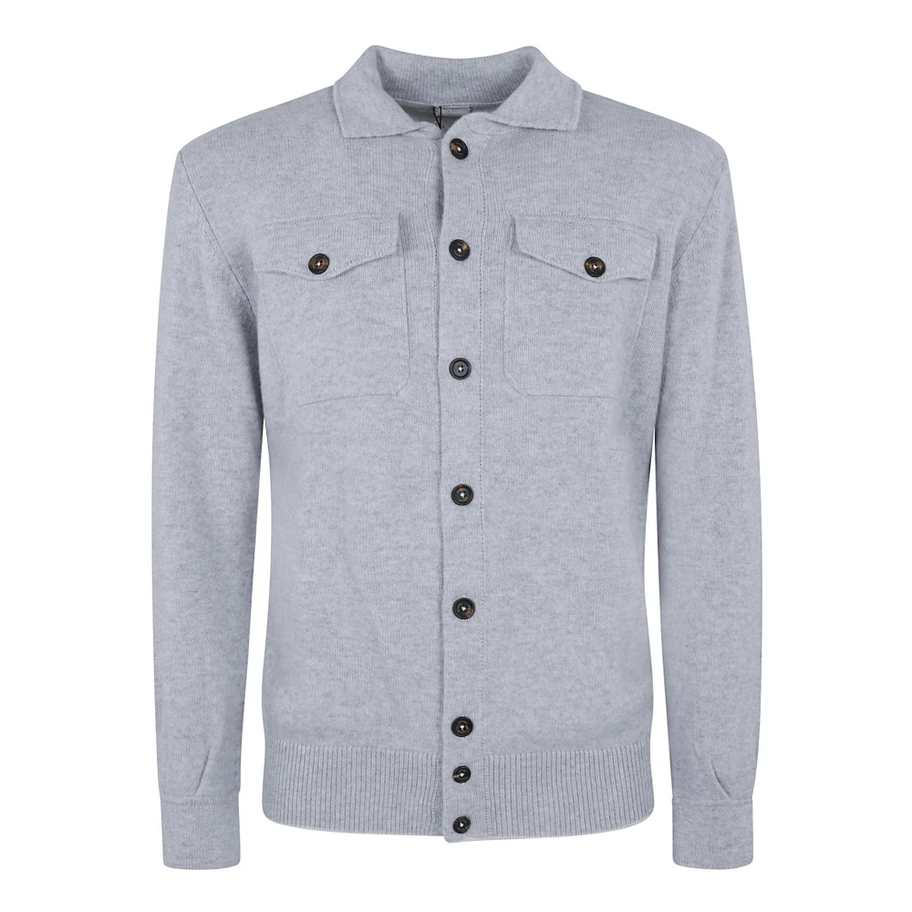 Eleventy Luxe Licht Ivoor Grijs Overhemd Gray Heren