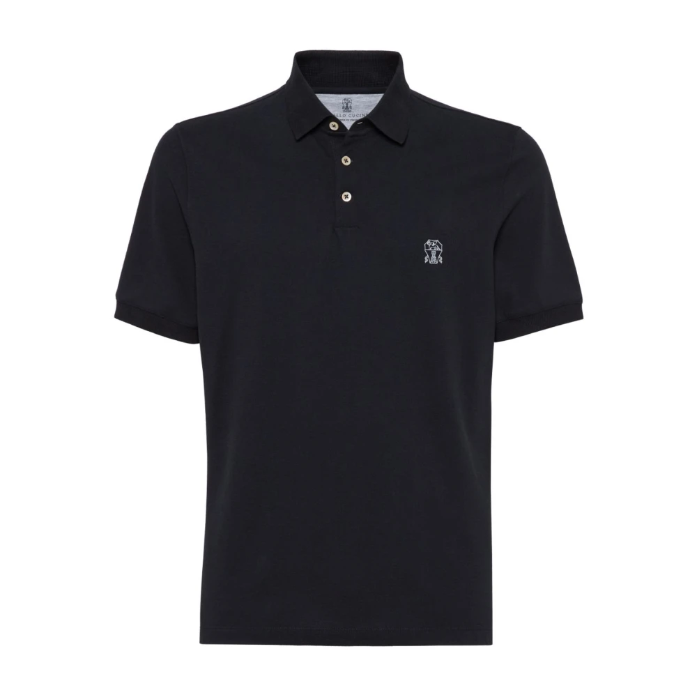 BRUNELLO CUCINELLI Geborduurd Logo Polo T-shirts en Polos Black Heren