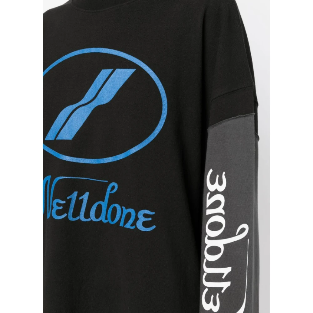 We11Done Logo-print Katoenen Sweatshirt Black Heren