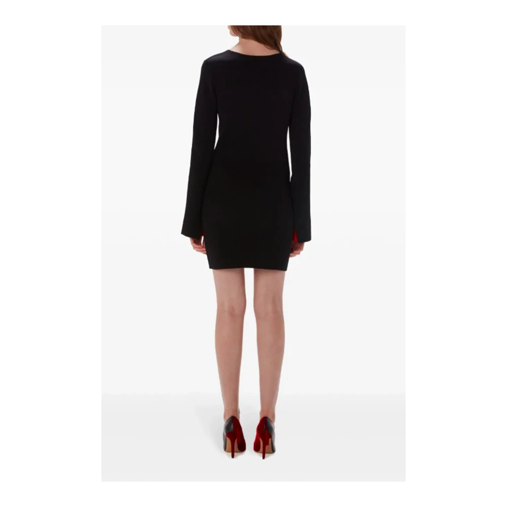 JW Anderson Zwarte Jurk met Lange Mouwen en V-hals Black Dames