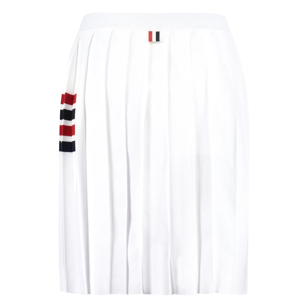 Thom Browne Geplooide Gebreide Rok met Tricolor Detail White Dames