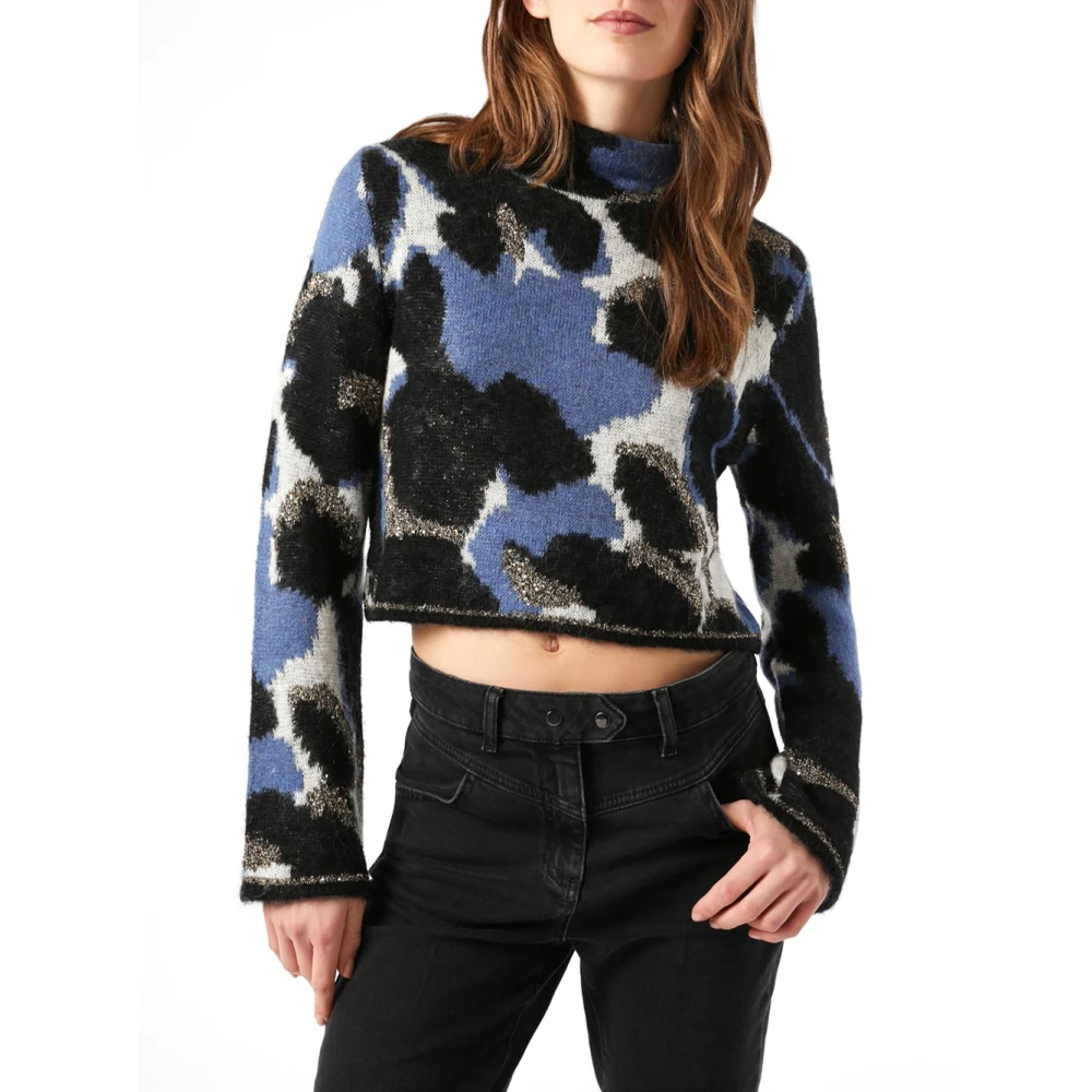 Pennyblack Blauwe Jacquard Trui met Pailletten Blue Dames