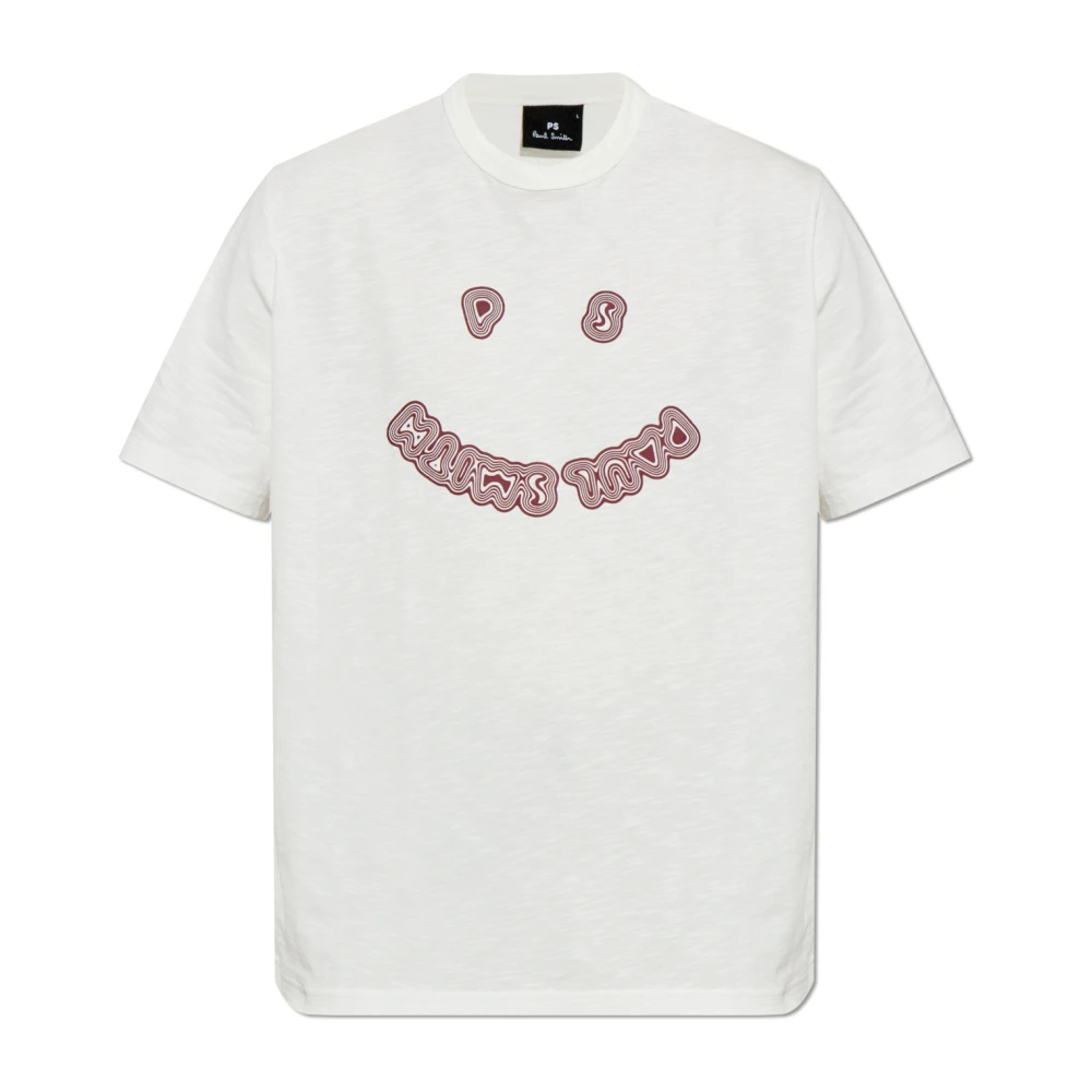 Ps By Paul Smith Men's White T-Shirts, M, T-Shirt With Printed Logo