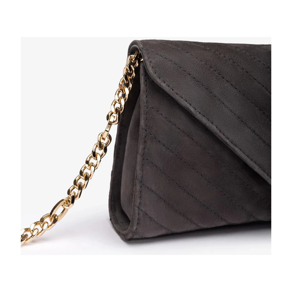 Unisa Suède Mini Tas met Geometrische Stiksels Gray Dames