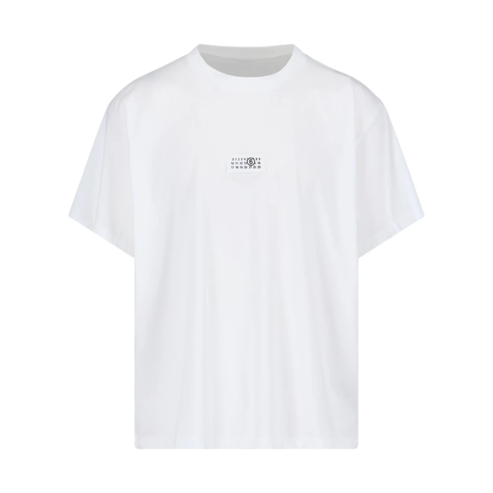 MM6 Maison Margiela Wit T-shirt met Numeric Signature logo White Heren