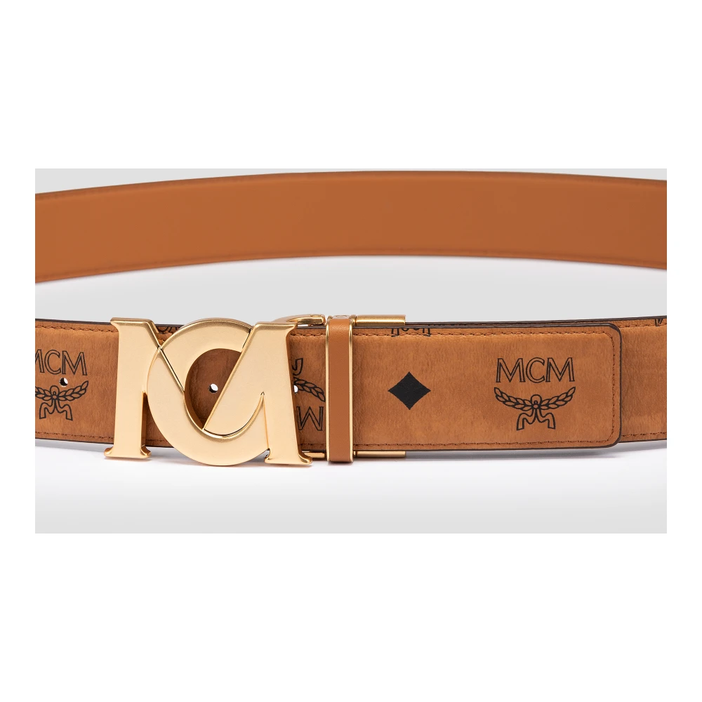 MCM M-Art Omkeerbare Riem in Visetos 3 8 cm Brown Unisex