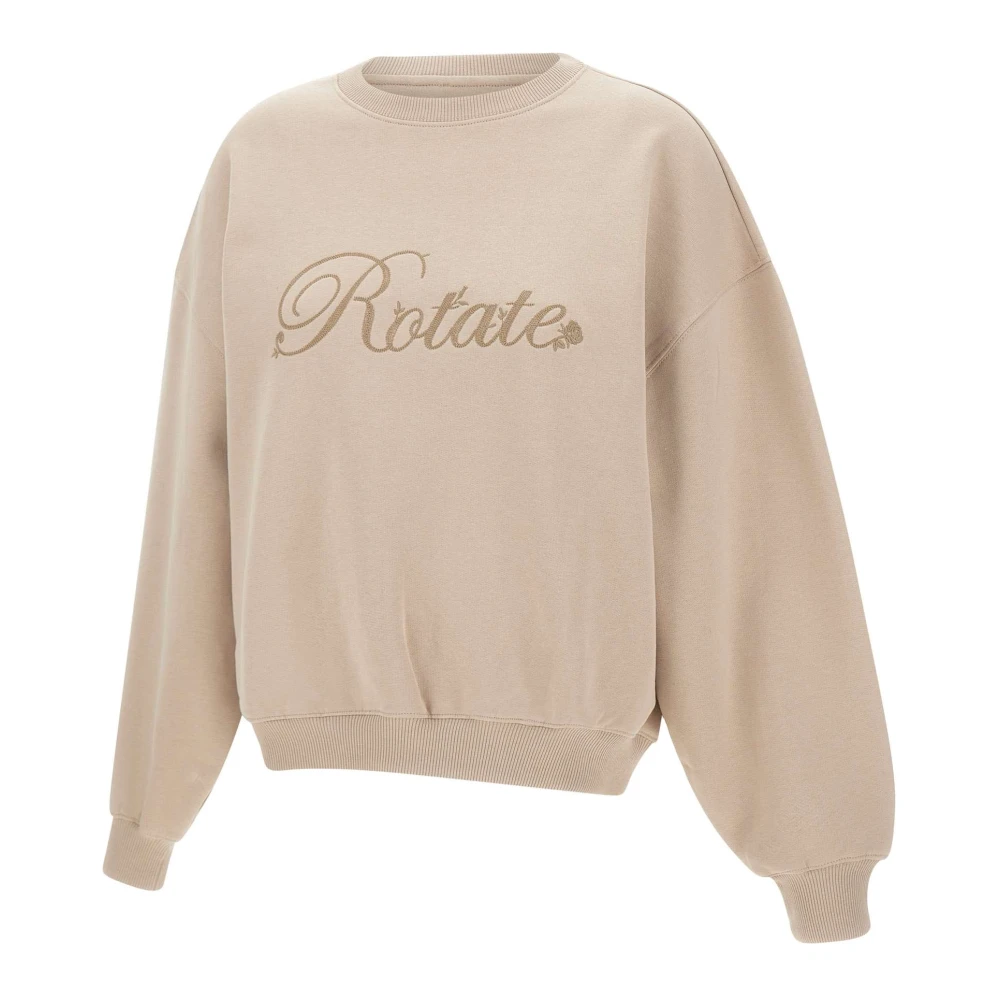 Rotate Birger Christensen Beige katoenen sweatshirt met logo-borduursel Beige Dames