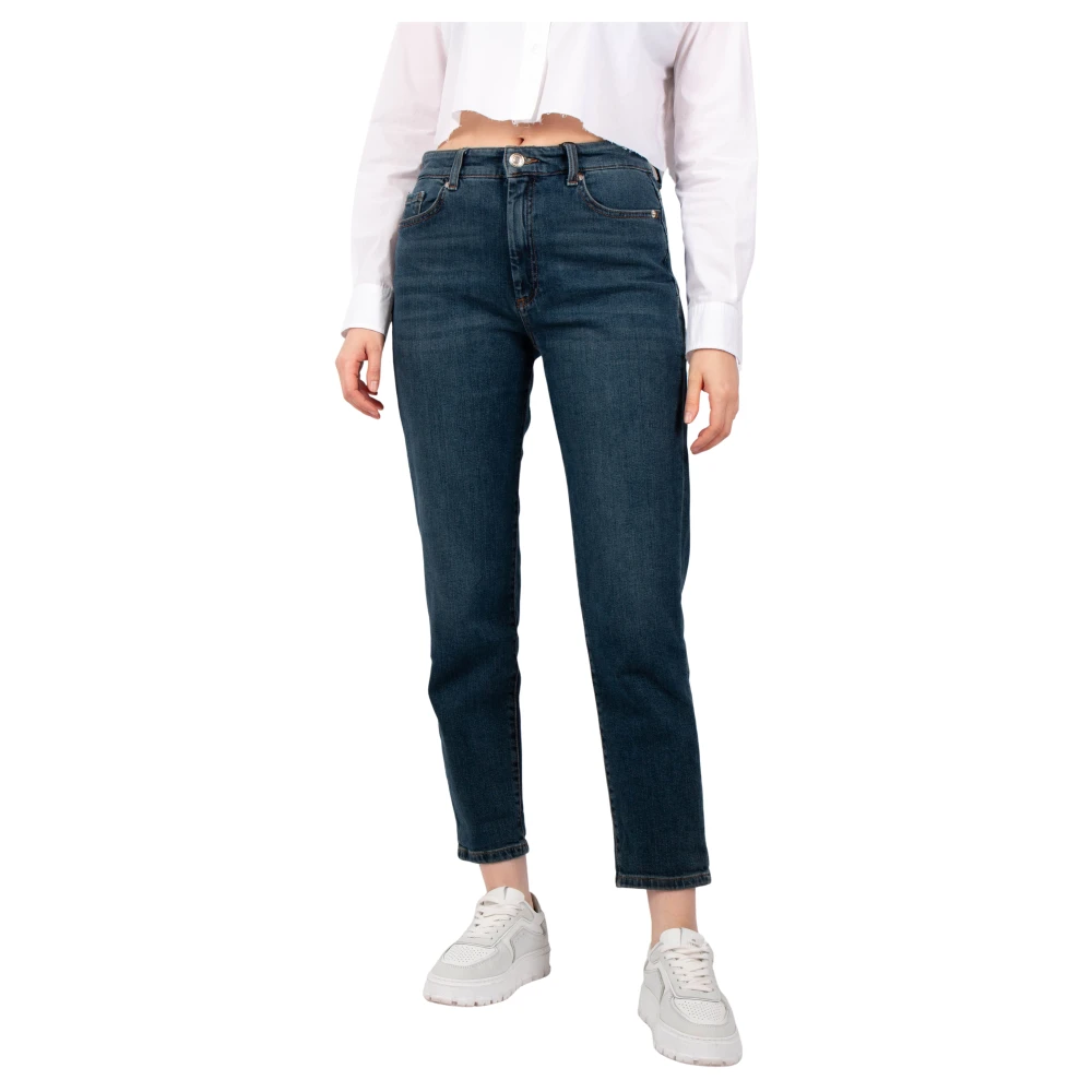 Sportmax Blue Cropped Jeans, Female, W28, Boyfriend Denim Jeans