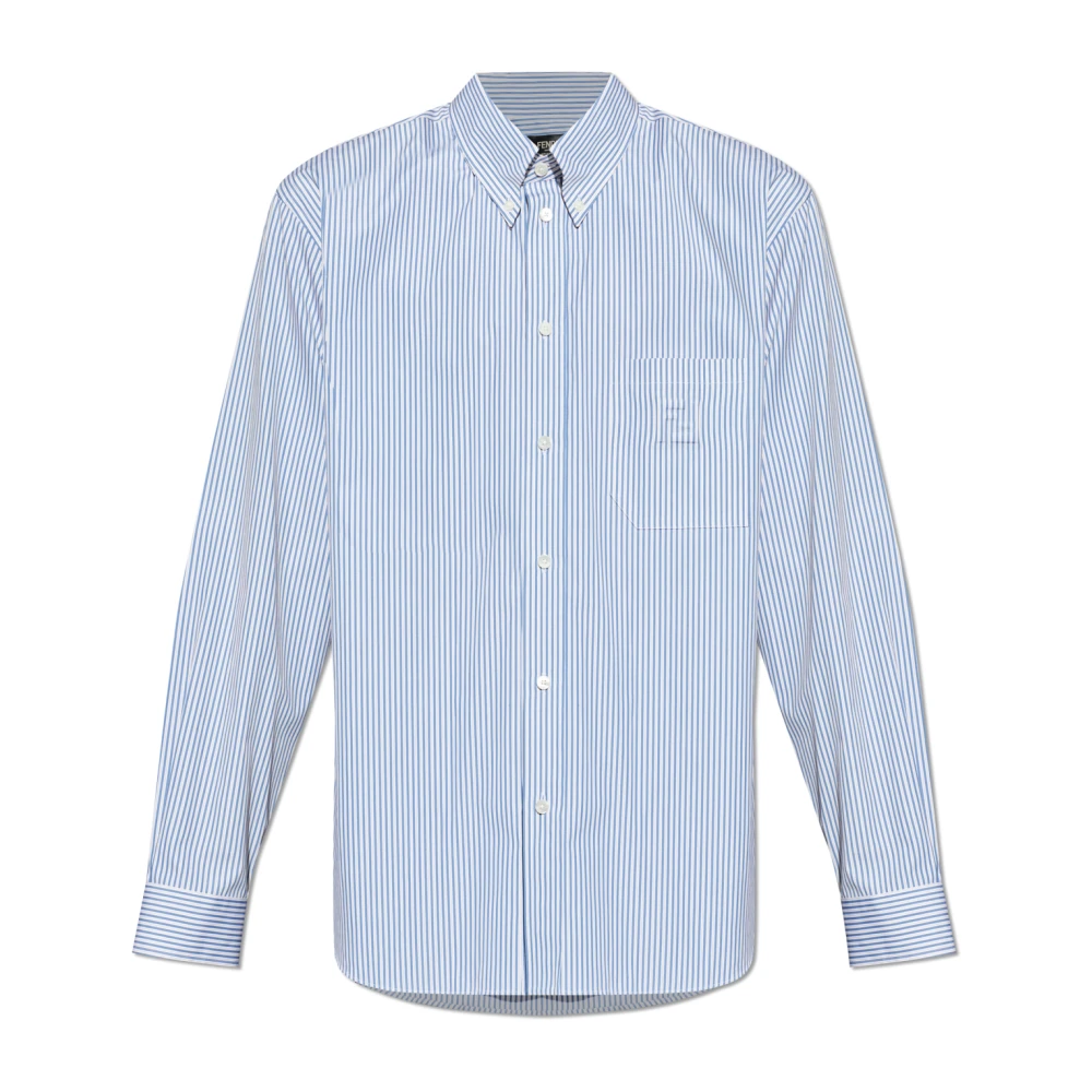 Fendi Hombre Azul - Camisa De Algodón A Rayas - Shirts - M