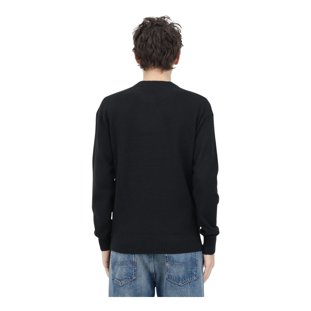 Calvin Klein Jeans Zwarte Crewneck Sweater met Logopatch Black Heren