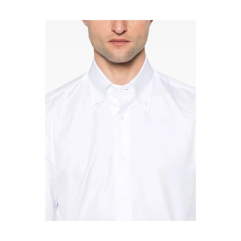 Mazzarelli Witte Button-Down Overhemd Lange Mouwen White Heren