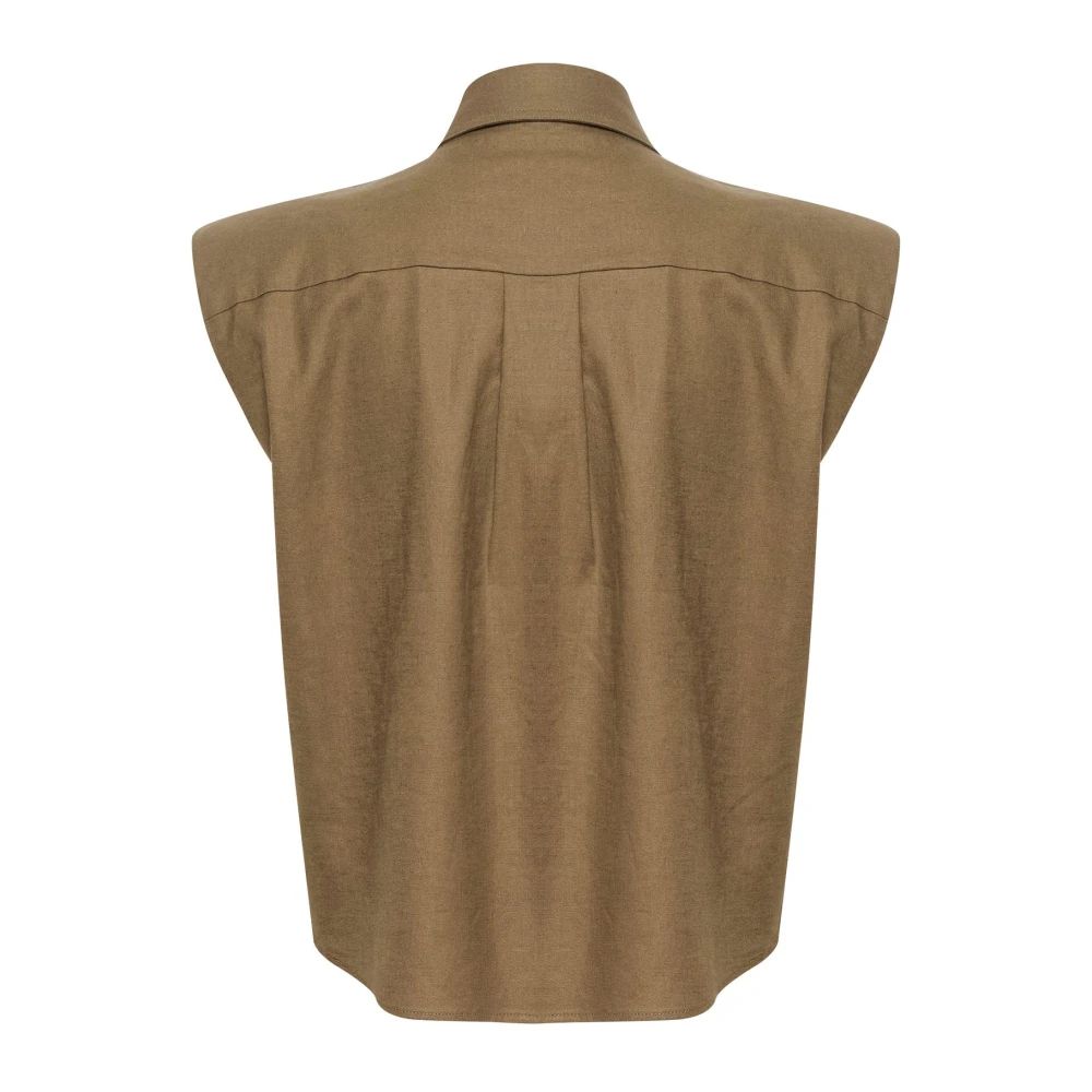 Gestuz Linnen mouwloze shirt Gray Dames