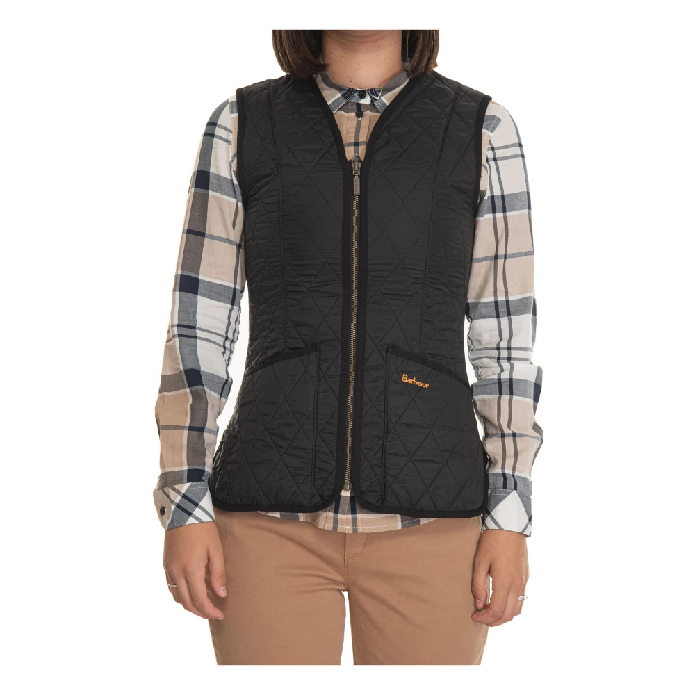 Barbour Quiltad Fleece Liner Vest med Fickor Black, Dam