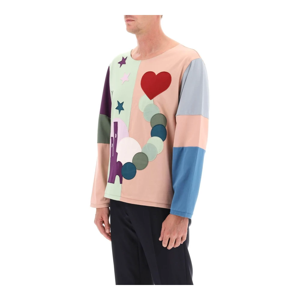Bode Vintage-geïnspireerd Patchwork T-shirt met Lange Mouwen Multicolor Heren