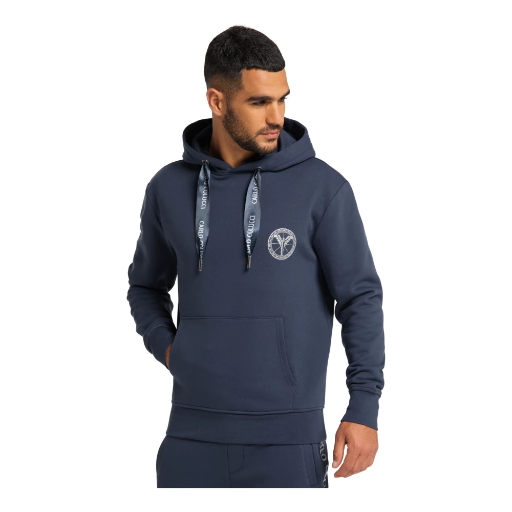 carlo colucci Klassieke hoodie met logodetail Blue Heren