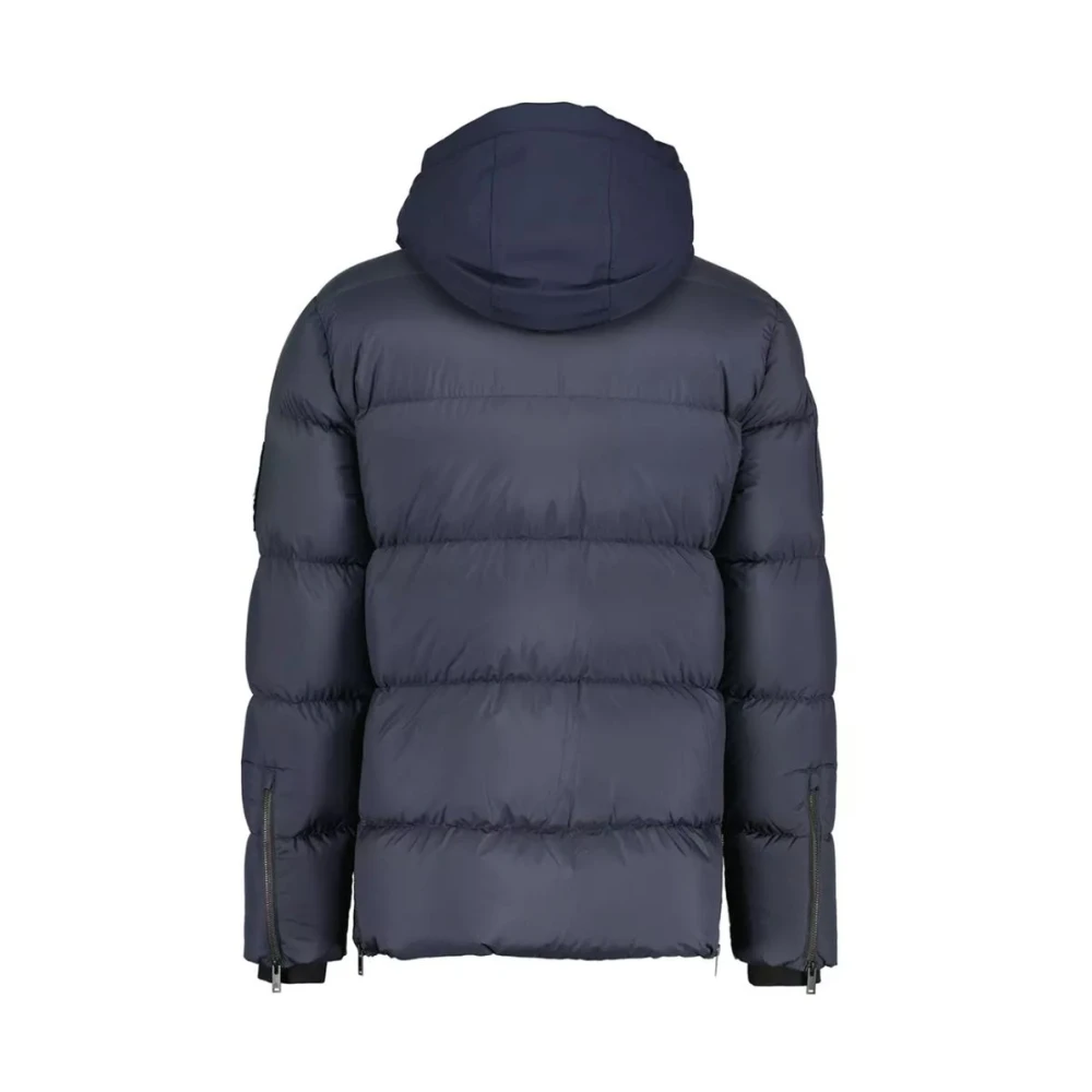 Moose Knuckles Blauwe Nylon Pufferjas met capuchon Blue Heren