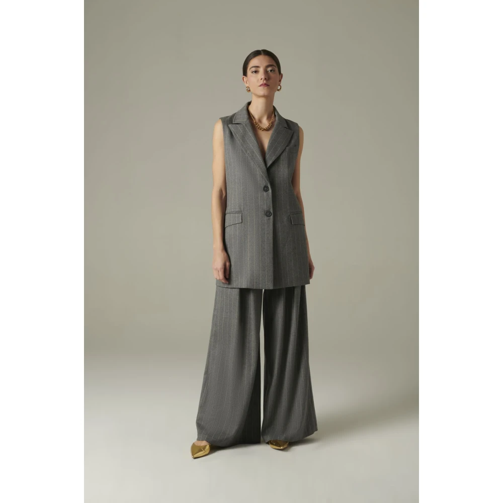 Manila Grace Wijdvallende Broek voor Elegantie Blue Dames