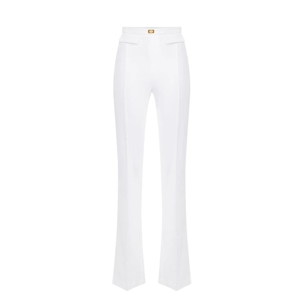 Elisabetta Franchi Ivoor Stretch Crêpe Slim Fit Broek Beige Dames