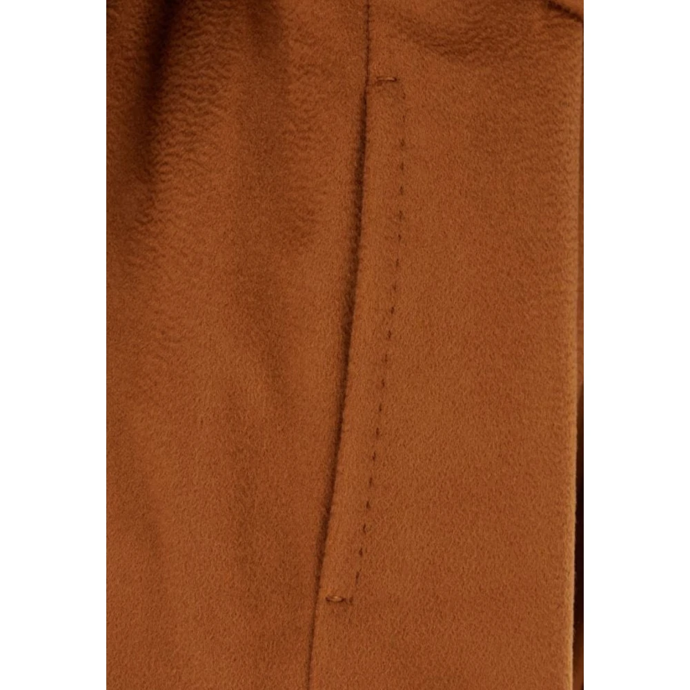 Max Mara Studio Wollen jas met riem en sjaalkraag Brown Dames