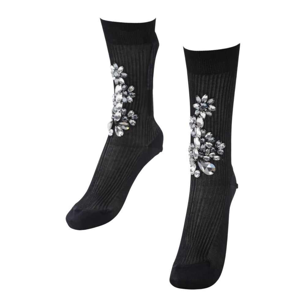 Dolce & Gabbana Women's Black Jeweled Socks For - Socks - S - Underwear
