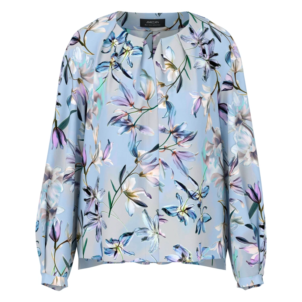 Marc Cain Women's Blue Blouses, Xl, Bluse Mit Allover-Lilienprint