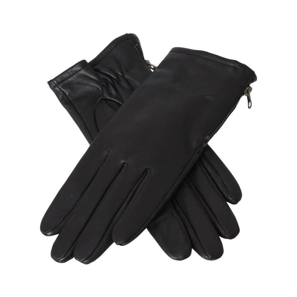 MbyM Leren handschoenen met ritssluiting in zwart Black Unisex