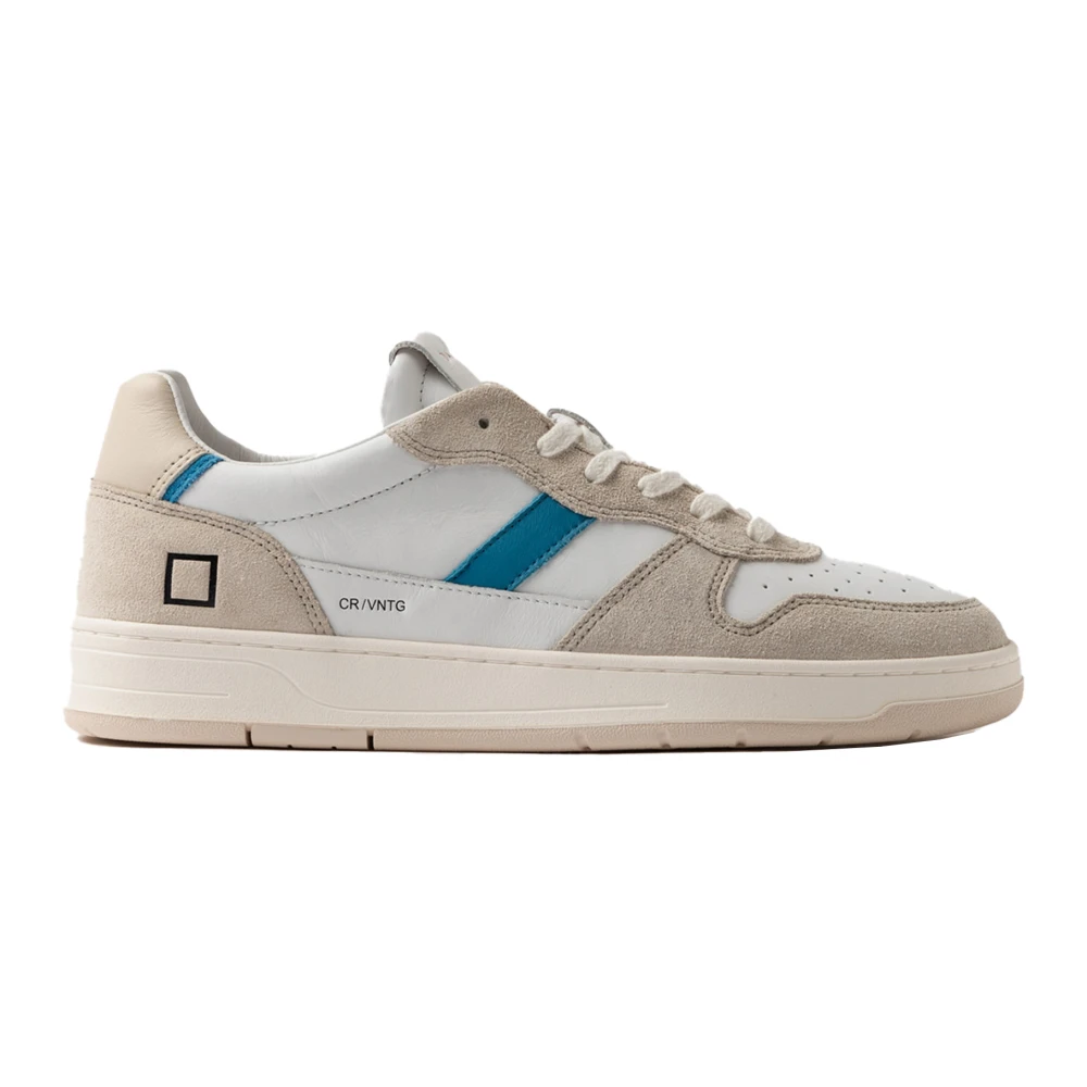 D.a.t.e. Men's Multicolor Sneakers,, Beige Suede Trainers With Blue Details Size 11 Uk