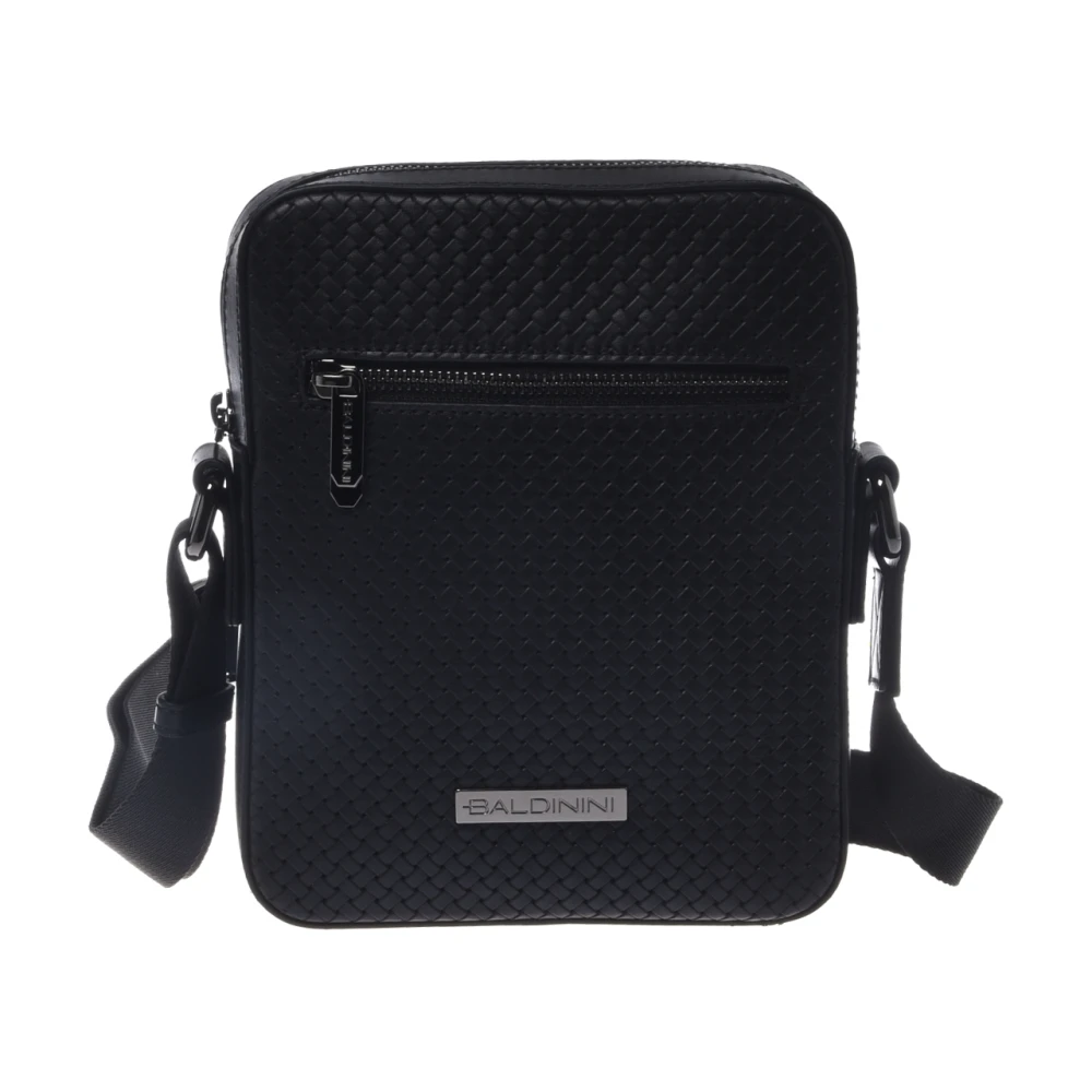 Baldinini Men's Black Woven Print Crossbody Bag - Cross Body Messenger - One Size - Bags