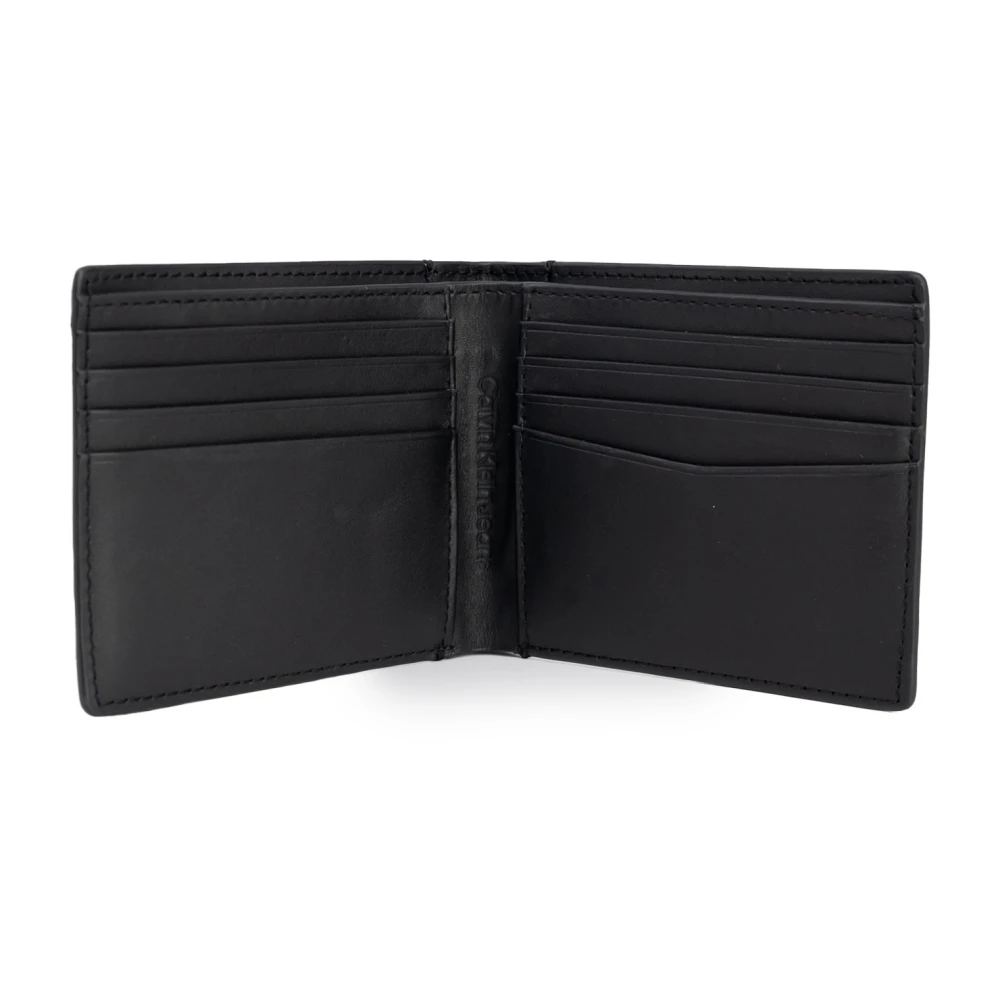Calvin Klein Geëmbosseerde leren portemonnee Black Heren