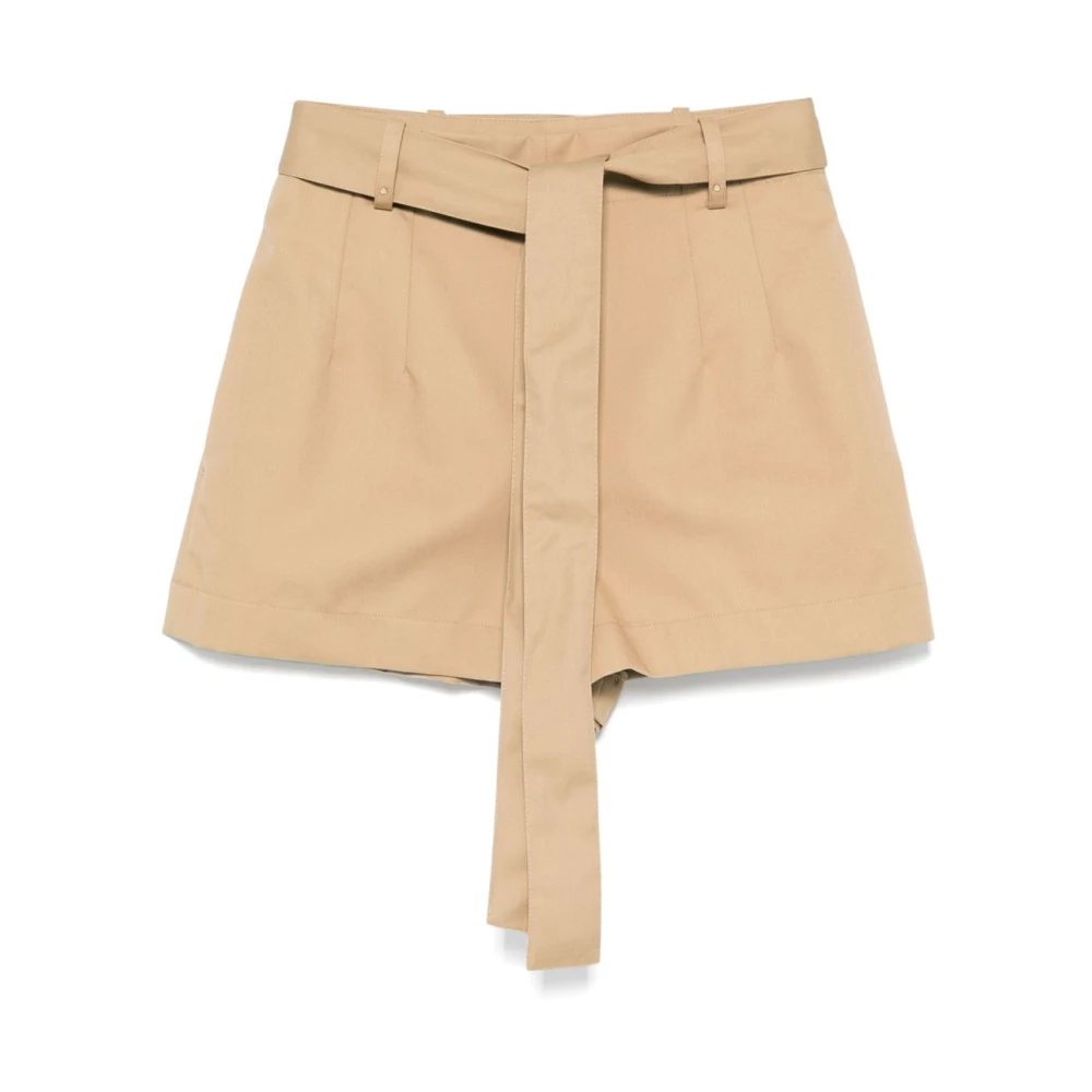 Moncler Women's Beige Shorts With Pleat Detailing Small