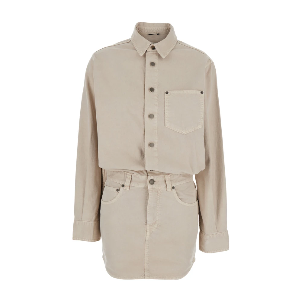 Haikure Beige Jurk met Drop Schouders Beige Dames