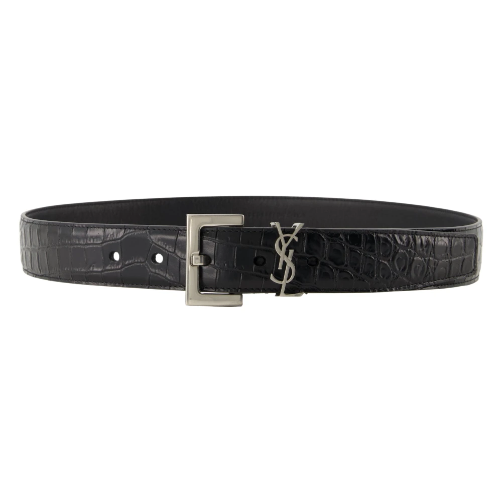 Saint Laurent Men's Black Cassandre Belt