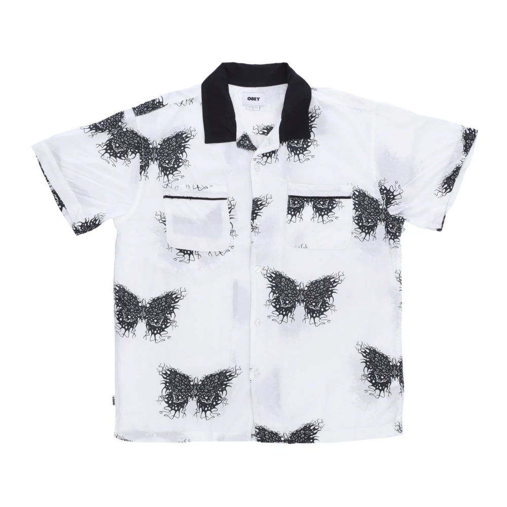 Obey White Short Sleeve Shirts, Male, Xl, Woven Short Sleeve Shirt Multi
