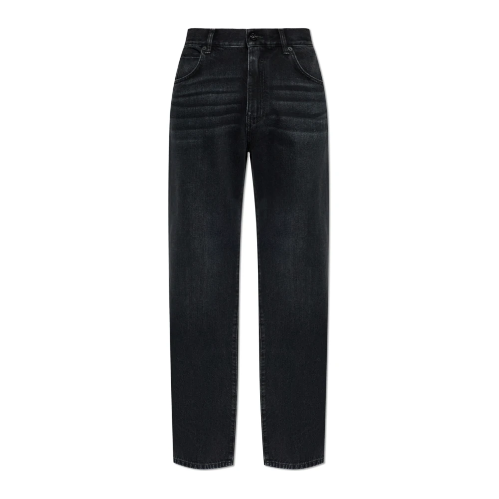 Balmain Herr Svart Jeans W34, Bomull, Jeans Med Raka Ben